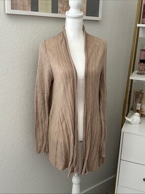 torrid Beige Open-Front Ribbed Trim Cardigan
